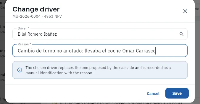 Changing the proposed driver of MU-2026-0004, with the reason (not saved).