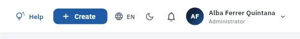 The right part of the top bar.