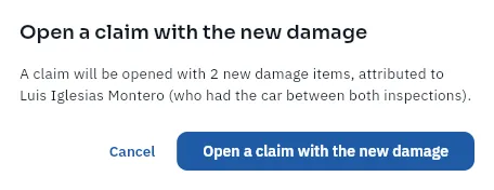 The confirmation before opening the claim (not confirmed).