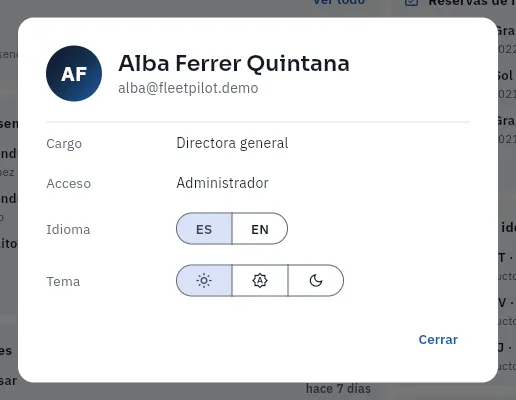 El diálogo «Mi perfil».