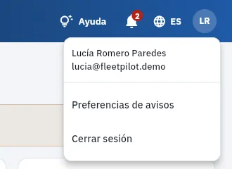 El menú del portal.