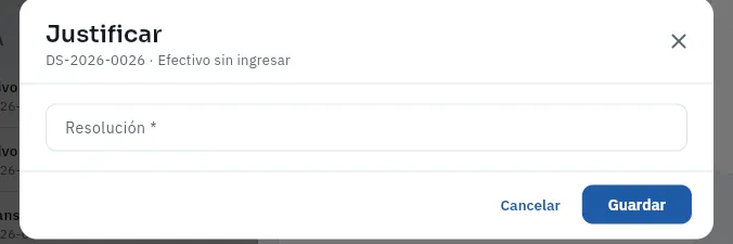 Justificar una discrepancia pide la resolución (no se ha guardado).