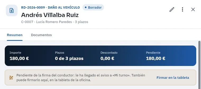 El mismo RD en la oficina: en borrador, a la espera de la firma.